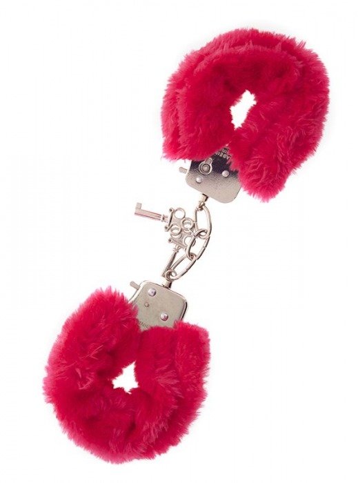 Металлические наручники с красной меховой опушкой METAL HANDCUFF WITH PLUSH RED - Dream Toys - купить с доставкой в Смоленске