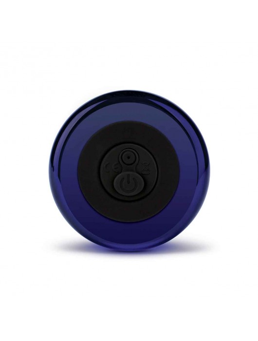 Синий стеклянный анальный стимулятор на дистанционном управлении Beaded Buttplug - Glas