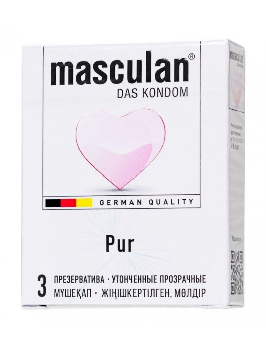 Супертонкие презервативы Masculan Pur - 3 шт. - Masculan - купить с доставкой в Смоленске