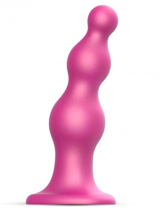 Розовая насадка Strap-On-Me Dildo Plug Beads size S - Strap-on-me - купить с доставкой в Смоленске