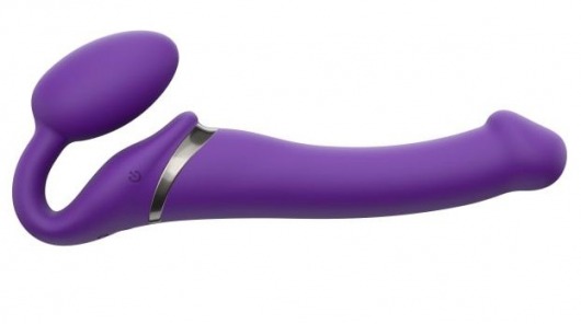 Фиолетовый безремневой вибрострапон Vibrating Bendable Strap-On - size L - Strap-on-me - купить с доставкой в Смоленске
