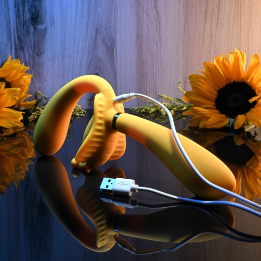 Желтый безремневой вибрострапон The Monarch - 23 см. - Evolved - купить с доставкой в Смоленске