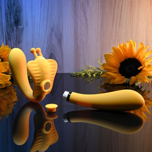 Желтый безремневой вибрострапон The Monarch - 23 см. - Evolved - купить с доставкой в Смоленске