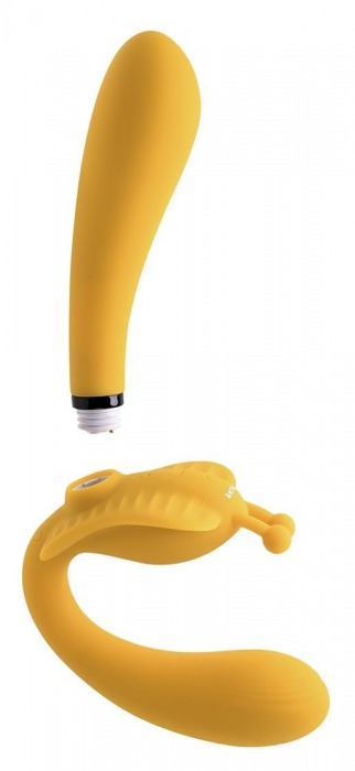 Желтый безремневой вибрострапон The Monarch - 23 см. - Evolved - купить с доставкой в Смоленске