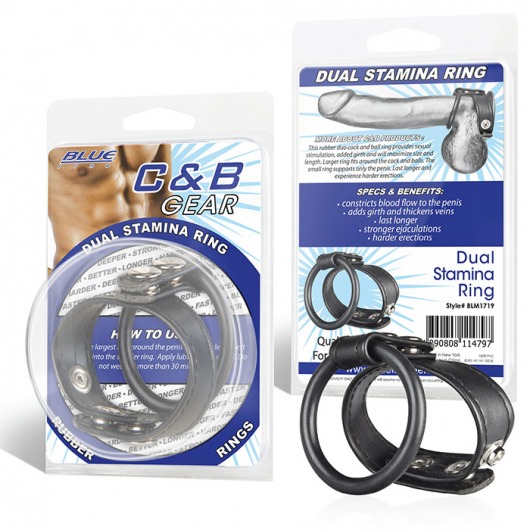 Двойное кольцо выносливости на пенис DUAL STAMINA RING - BlueLine - в Смоленске купить с доставкой