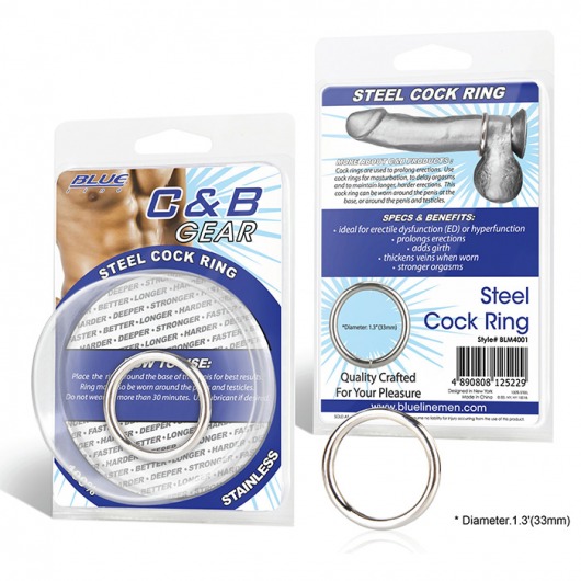 Стальное эрекционное кольцо STEEL COCK RING - 3.5 см. - BlueLine - в Смоленске купить с доставкой
