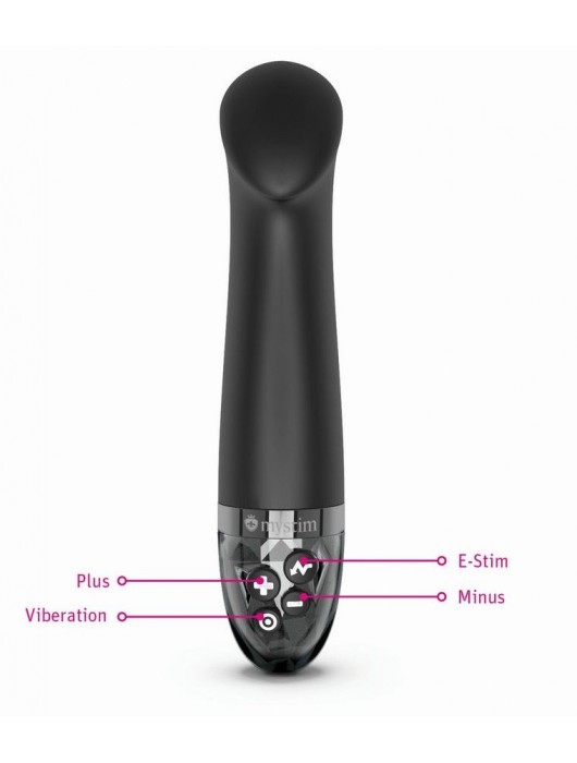 Черный вибратор с функцией электростимуляции Right on Ron - 17 см. - MyStim - купить с доставкой в Смоленске