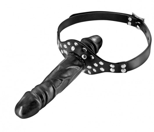 Черный кляп-фаллоимитатор Double Penis Gag - Fetish Tentation - купить с доставкой в Смоленске
