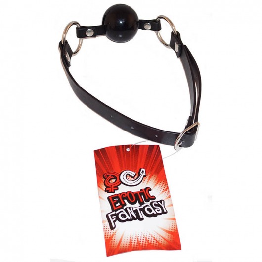 Силиконовый черный кляп-шарик на ремне Black Ballgag - Erotic Fantasy - купить с доставкой в Смоленске