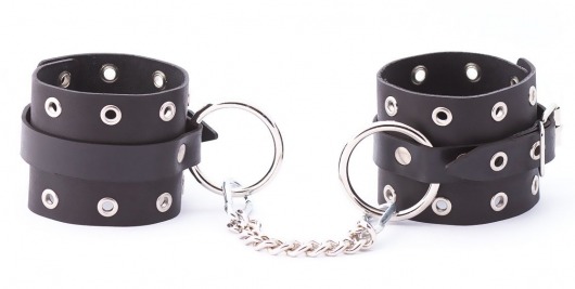 Черные кожаные оковы с люверсами - Crazy Handmade - купить с доставкой в Смоленске