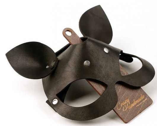 Черная кожаная маска  Кошка  с маленькими ушками - Crazy Handmade - купить с доставкой в Смоленске