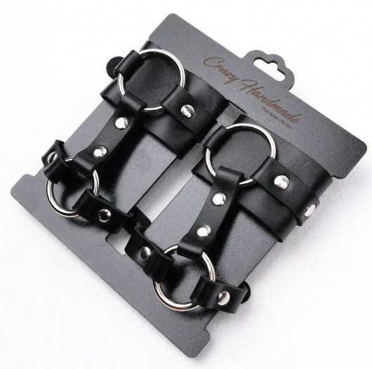 Черные наручники с креплением на кисть руки - Crazy Handmade - купить с доставкой в Смоленске