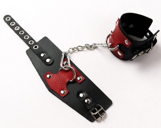 Черные кожаные оковы с красными вставками - Crazy Handmade - купить с доставкой в Смоленске