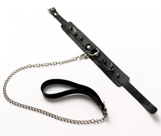 Черный ошейник с шипами и поводком - Crazy Handmade - купить с доставкой в Смоленске