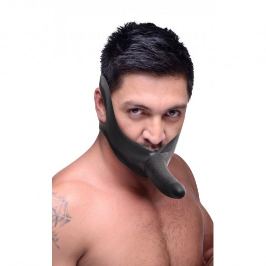 Черный кляп-страпон Masters Mini Face Fuck Strap-On - 14 см. - XR Brands - купить с доставкой в Смоленске