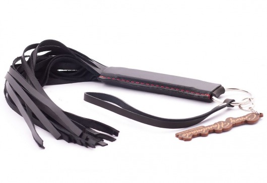 Черная кожаная плеть с удобной ручкой - 50 см. - Crazy Handmade - купить с доставкой в Смоленске