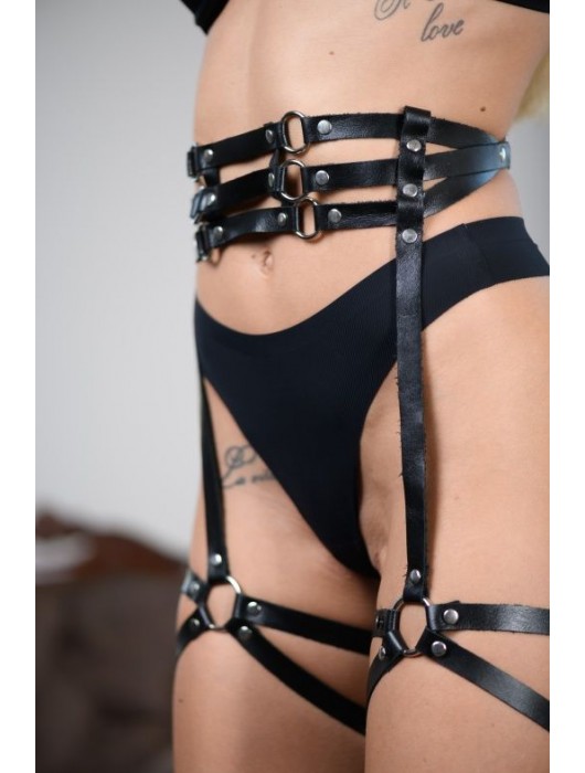 Кожаные гартеры на поясе Esteria - БДСМ Арсенал - купить с доставкой в Смоленске