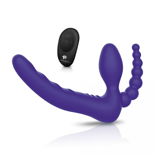 Фиолетовый безремневой страпон с пультом ДУ 7’’ Remote Control Strapless - 24 см. - Pegasus - купить с доставкой в Смоленске