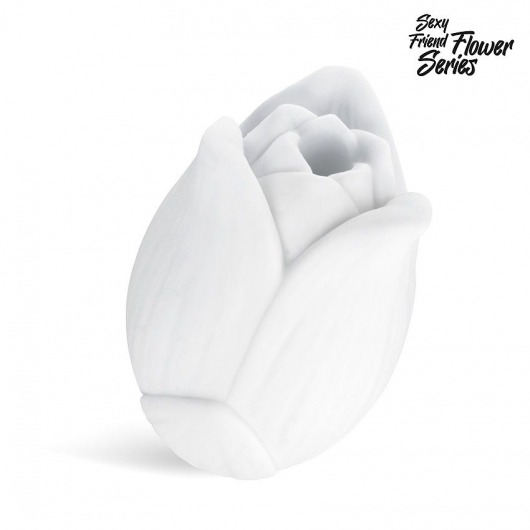 Белый нереалистичный мастурбатор в форме бутона цветка Lotus - 1137 - в Смоленске купить с доставкой