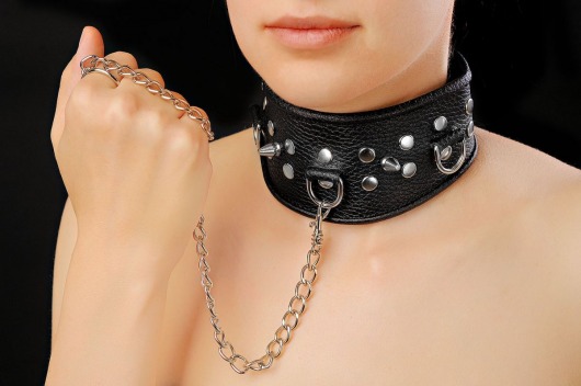 Чёрный ошейник из кожи - Sitabella - купить с доставкой в Смоленске