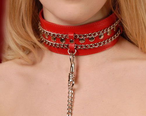 Красный ошейник с цепочками - Sitabella - купить с доставкой в Смоленске