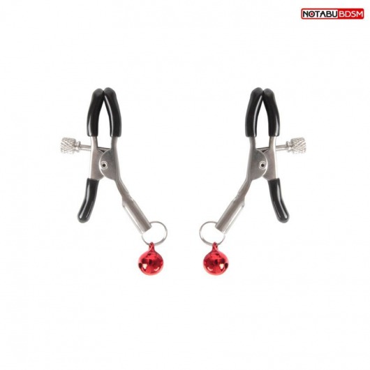 Серебристые зажимы на соски с шариками - Notabu - купить с доставкой в Смоленске