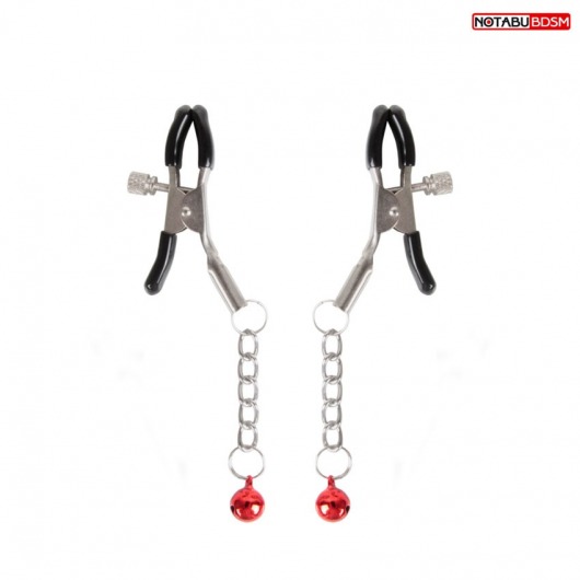 Серебристые зажимы на соски с шариками на цепочках - Notabu - купить с доставкой в Смоленске