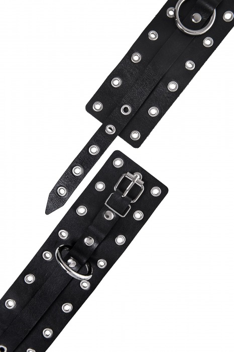 Черные кожаные однослойные оковы с люверсами - Pecado - купить с доставкой в Смоленске