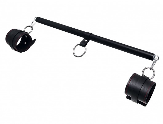 Черная распорка для ног с кожаными манжетами - Pecado - купить с доставкой в Смоленске