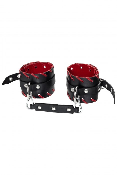 Черно-красные оковы из натуральной кожи - Pecado - купить с доставкой в Смоленске