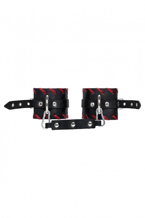 Черно-красные оковы из натуральной кожи - Pecado - купить с доставкой в Смоленске