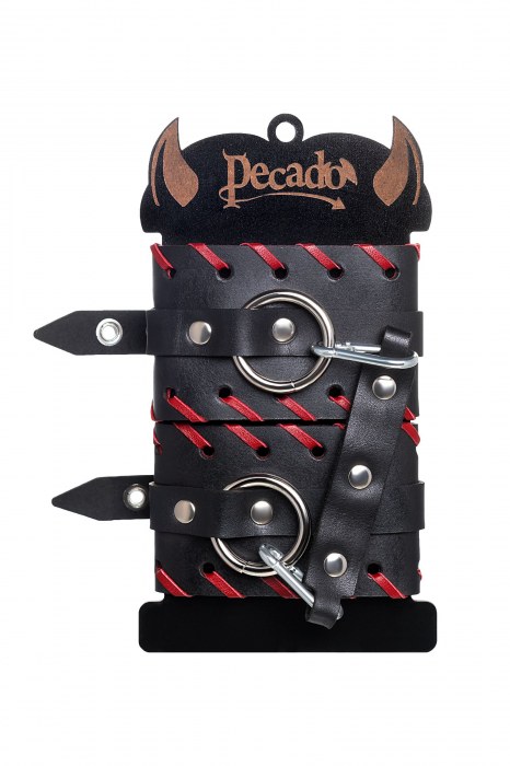 Черно-красные оковы из натуральной кожи - Pecado - купить с доставкой в Смоленске