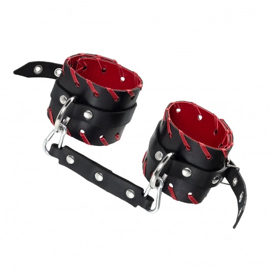 Черно-красные оковы из натуральной кожи - Pecado - купить с доставкой в Смоленске