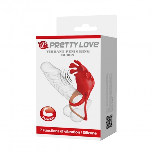 Красное эрекционное кольцо с вибрацией Ruben - Baile - в Смоленске купить с доставкой