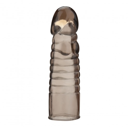 Дымчатая насадка-удлинитель Ribbed Realistic Penis Enhancing Sleeve Extension - 15,2 см. - BlueLine - в Смоленске купить с доставкой