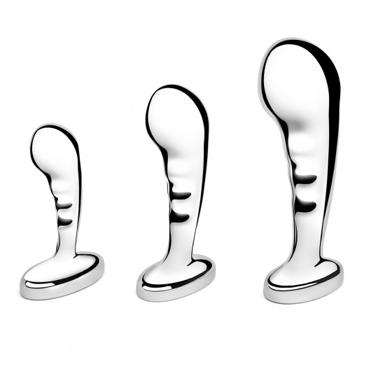 Набор из 3 стальных стимуляторов простаты Stainless Steel P-spot Training Set - b-Vibe - в Смоленске купить с доставкой
