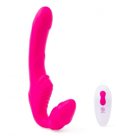 Розовый безремневой страпон на радиоуправлении Strapless Together - 22 см. - Together Toy - купить с доставкой в Смоленске