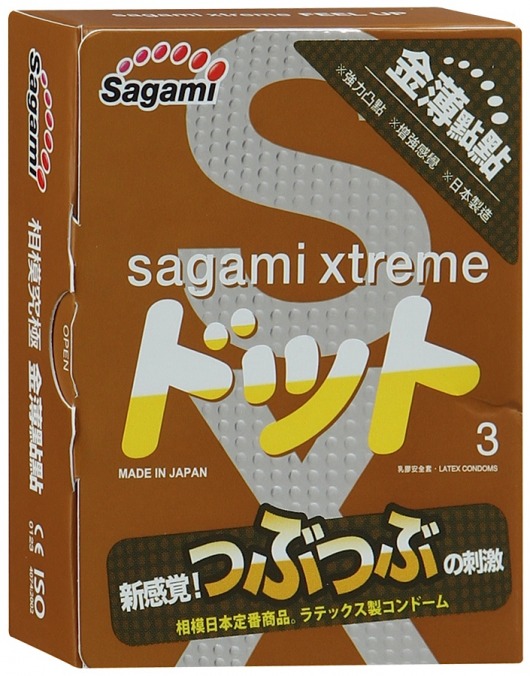 Презервативы Sagami Xtreme FEEL UP с точечной текстурой и линиями прилегания - 3 шт. - Sagami - купить с доставкой в Смоленске