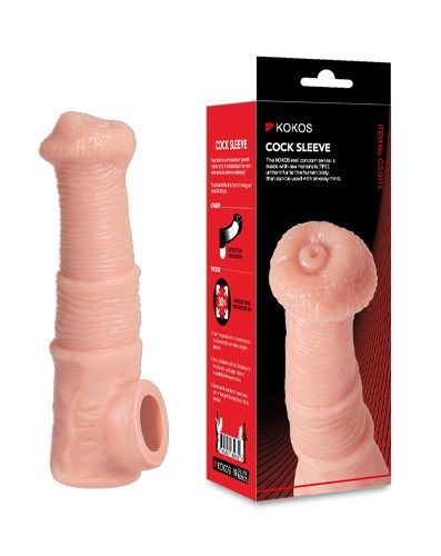 Телесная фантазийная насадка на член Cock Sleeve Size M - KOKOS - в Смоленске купить с доставкой
