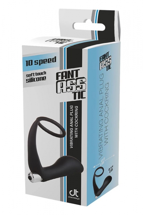 Черное эрекционное кольцо с вибропробкой Vibrating Anal Plug With Cockring - Dream Toys - в Смоленске купить с доставкой