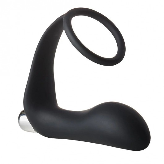 Черное эрекционное кольцо с вибропробкой Vibrating Anal Plug With Cockring - Dream Toys - в Смоленске купить с доставкой