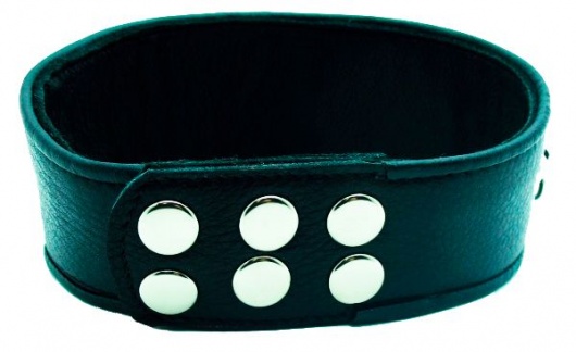 Чёрный кожаный ошейник с полукольцами и клёпками - БДСМ Арсенал - купить с доставкой в Смоленске