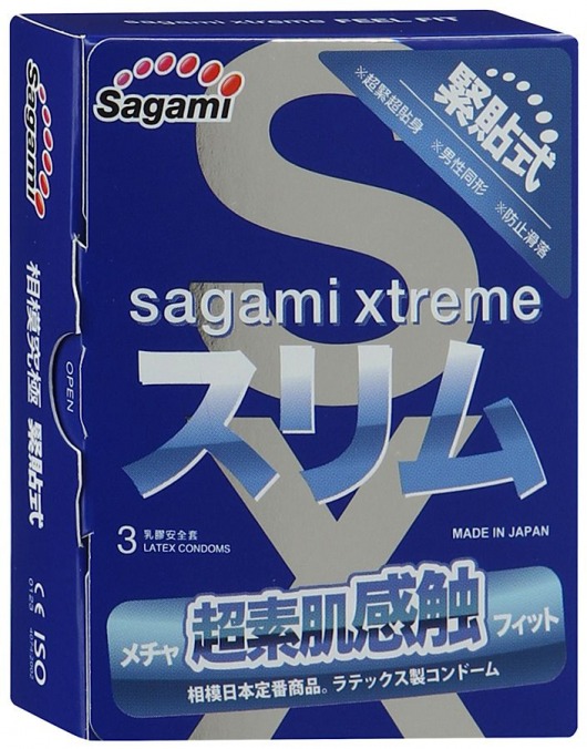 Розовые презервативы Sagami Xtreme FEEL FIT 3D - 3 шт. - Sagami - купить с доставкой в Смоленске