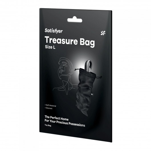 Черный мешочек для хранения игрушек Treasure Bag L - Satisfyer - купить с доставкой в Смоленске