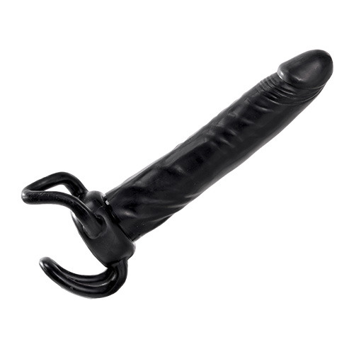 Чёрная насадка-фаллос для двойного проникновения INFLATABLE DILDO SLIM DONG  - 13,5 см. - Toyz4lovers - в Смоленске купить с доставкой