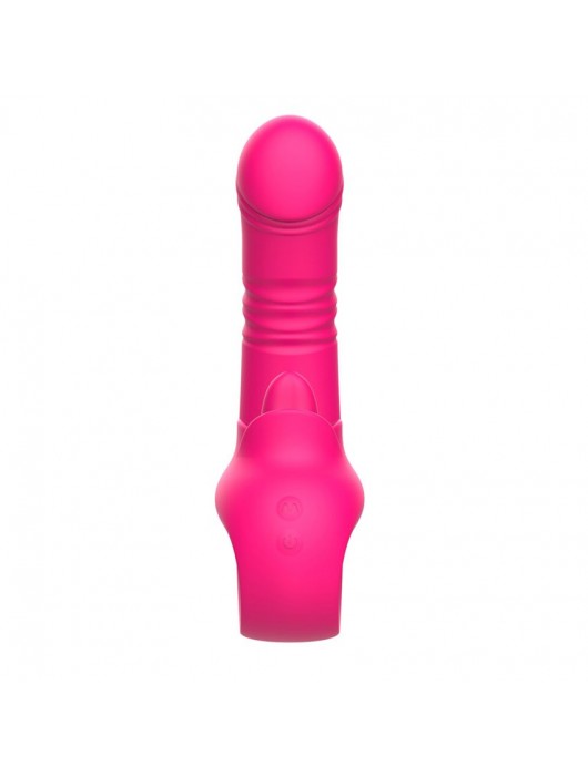 Розовый изогнутый вибратор с фрикциями - 19,7 см. - I-MOON