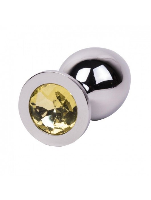 Большой стальной плаг с желтым кристаллом Sweet Lemon - 9,5 см. - Erotic Fantasy - купить с доставкой в Смоленске
