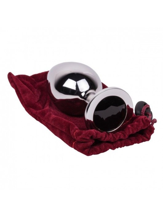 Большой стальной плаг с черным кристаллом Black Rave - 9,5 см. - Erotic Fantasy - купить с доставкой в Смоленске