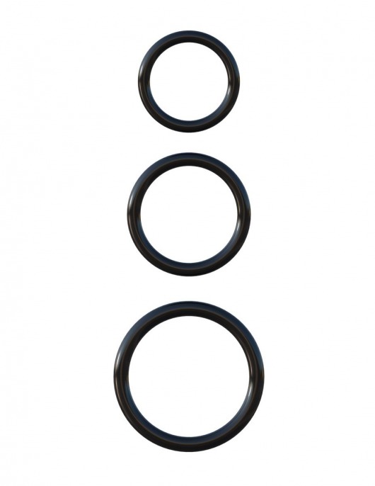 Набор из трех черных эрекционных колец Silicone 3-Ring Stamina Set - Pipedream - в Смоленске купить с доставкой