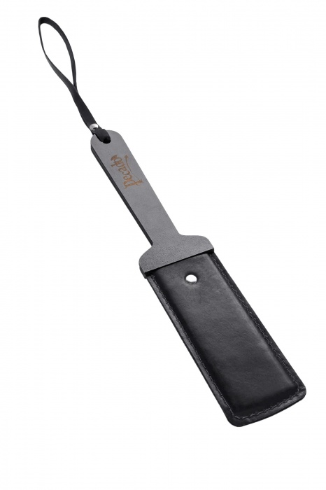 Черный твердый пэддл из натуральной кожи и дерева - 33 см. - Pecado - купить с доставкой в Смоленске